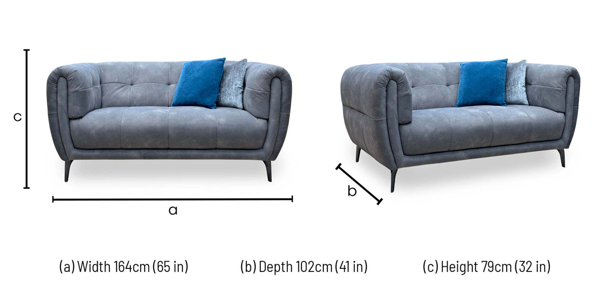 ‘Sienna’ Dexter Mocha Grey Velvet Fabric 2 Seater Sofa