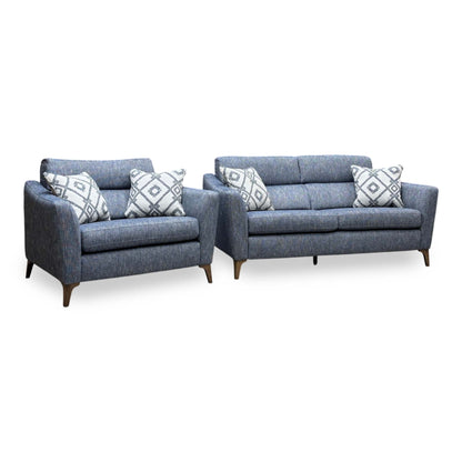 'Moderna’ Blr Marine Blue Sw Woven Fabric 2 Seater Sofa + Snuggler Chair