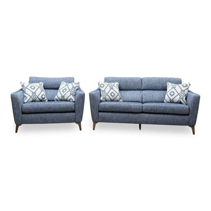 'Moderna’ Blr Marine Blue Sw Woven Fabric 2 Seater Sofa + Snuggler Chair