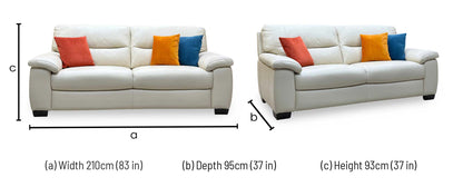 ‘Hetty’ Nc-862c Bisque Cream Leather 3 Seater Sofa