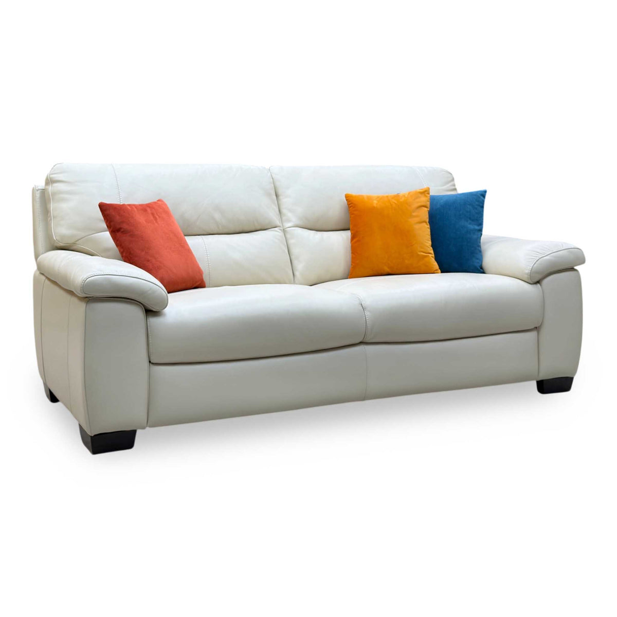 ‘Hetty’ Nc-862c Bisque Cream Leather 3 Seater Sofa
