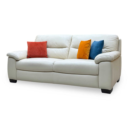 ‘Hetty’ Nc-862c Bisque Cream Leather 3 Seater Sofa