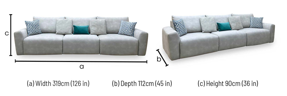 Ideal Home ‘Gemini’ Bluish Grey Suede Fabric 3 Seater Power Glider Sofa