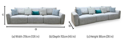 Ideal Home ‘Gemini’ Bluish Grey Suede Fabric 3 Seater Power Glider Sofa