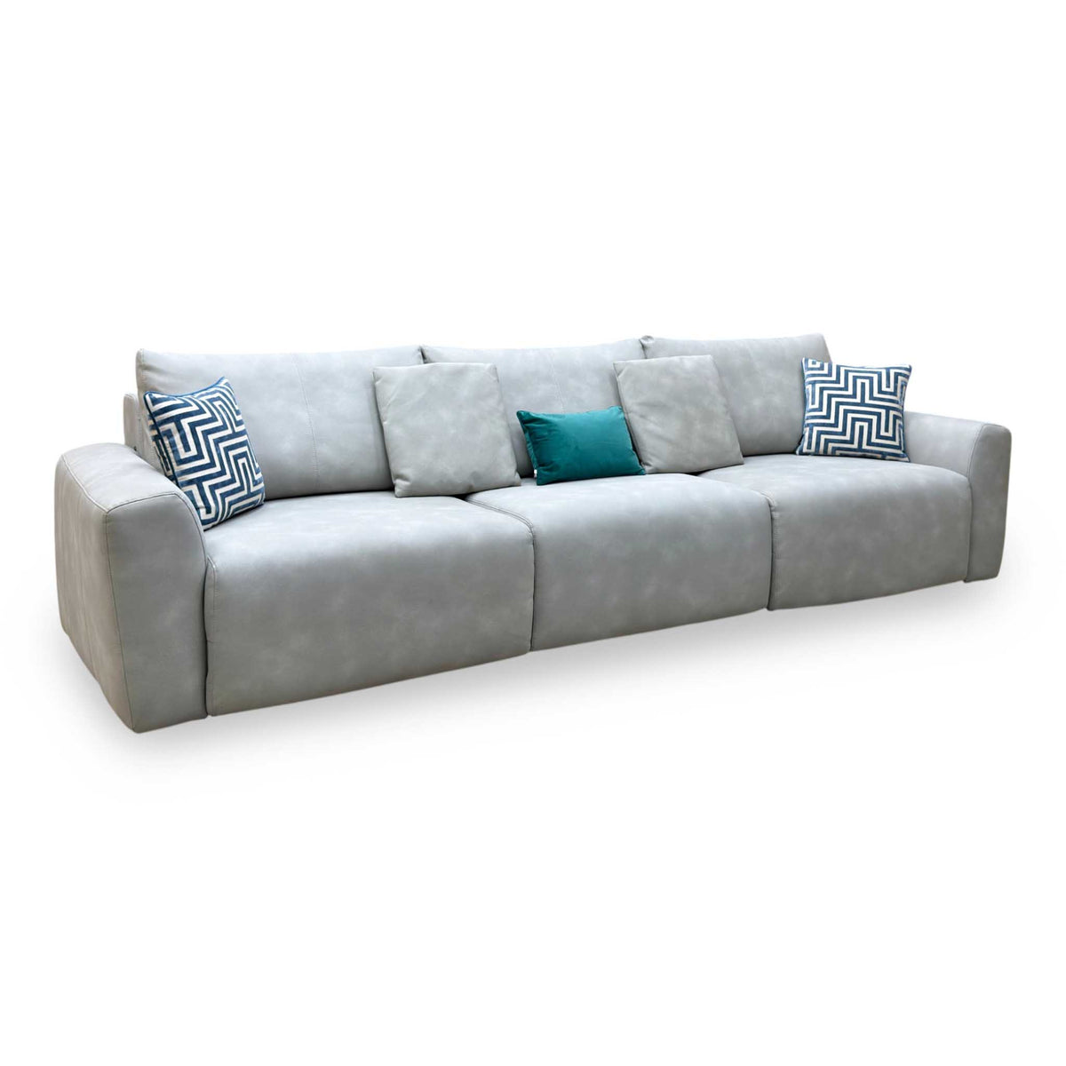 Ideal Home ‘Gemini’ Bluish Grey Suede Fabric 3 Seater Power Glider Sofa