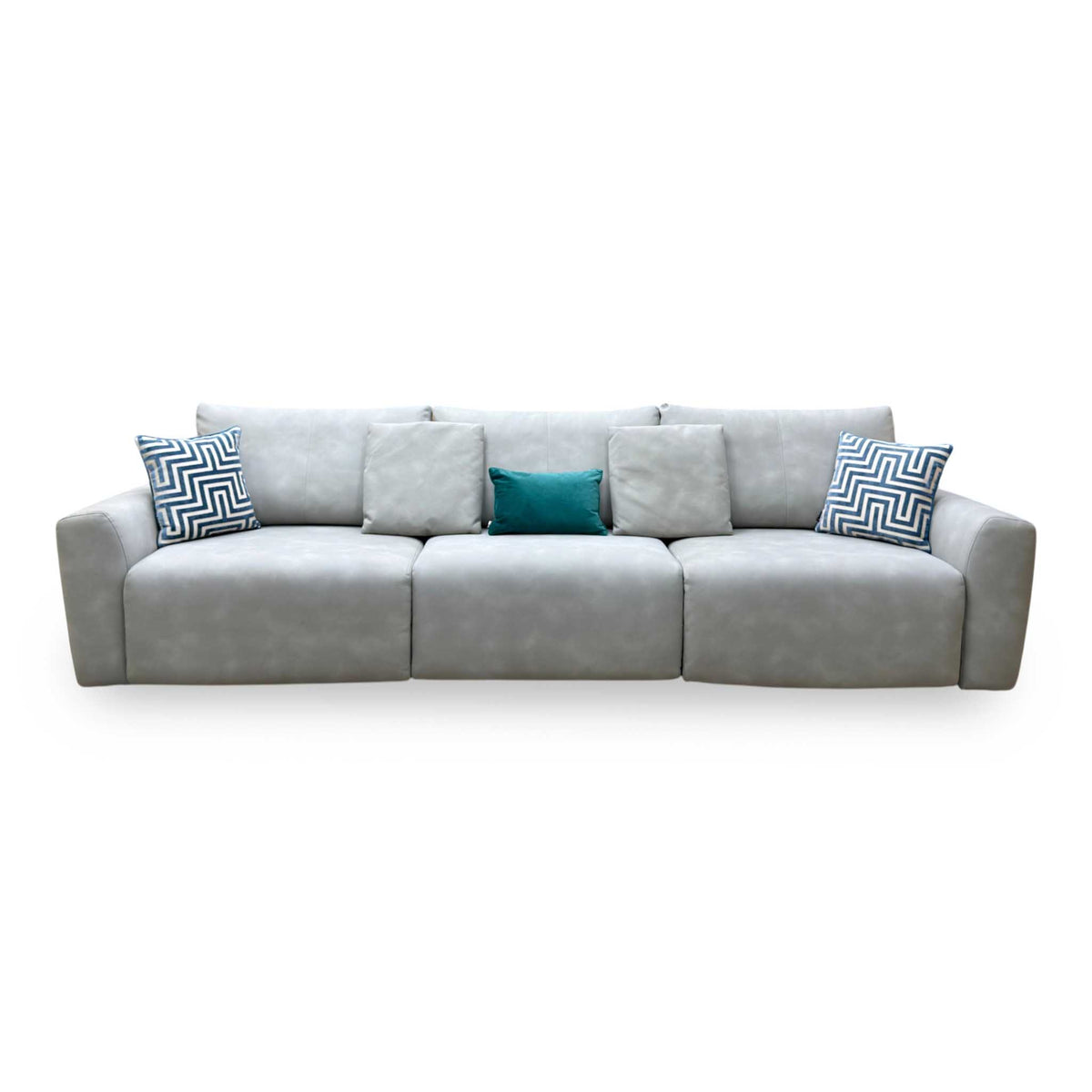 Ideal Home ‘Gemini’ Bluish Grey Suede Fabric 3 Seater Power Glider Sofa