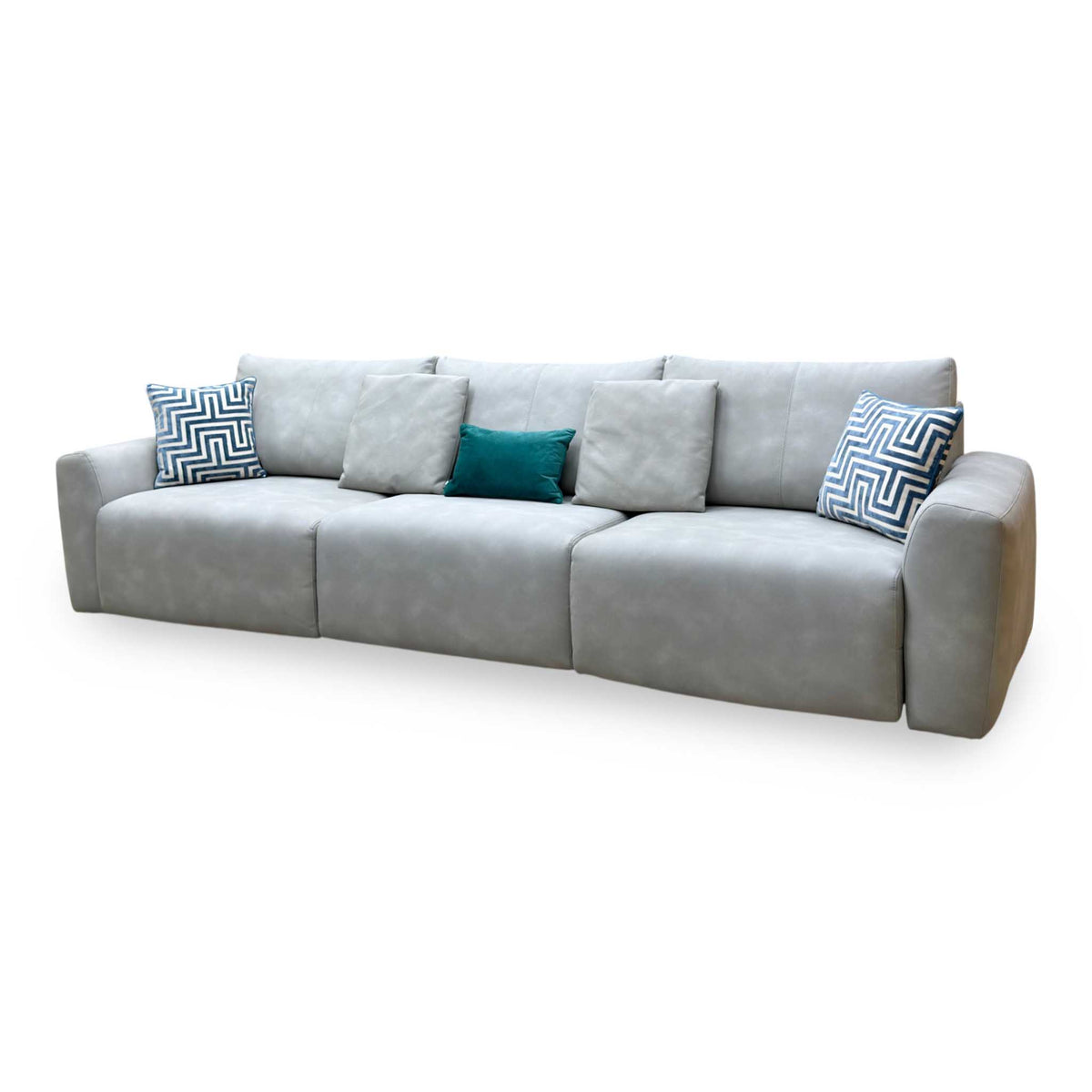 Ideal Home ‘Gemini’ Bluish Grey Suede Fabric 3 Seater Power Glider Sofa