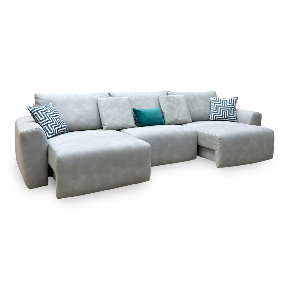 Ideal Home ‘Gemini’ Bluish Grey Suede Fabric 3 Seater Power Glider Sofa