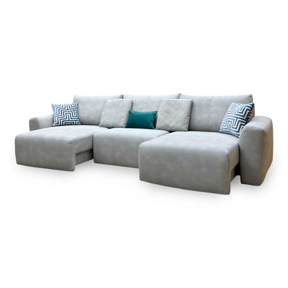 Ideal Home ‘Gemini’ Bluish Grey Suede Fabric 3 Seater Power Glider Sofa