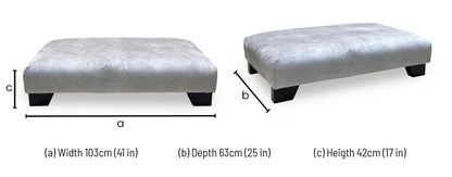 'Aura' Kenzo Oatmeal Dw Ft Velvet Fabric Footstool