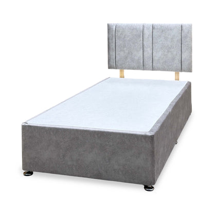 ‘Freddy’ Light Grey Velvet Divan Base + Headboard - Single