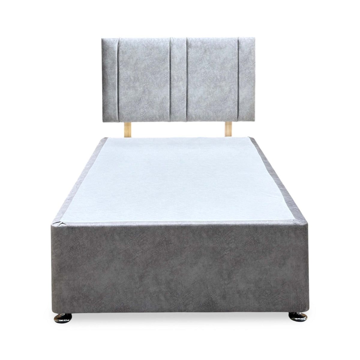 ‘Freddy’ Light Grey Velvet Divan Base + Headboard - Single