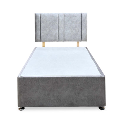 ‘Freddy’ Light Grey Velvet Divan Base + Headboard - Single