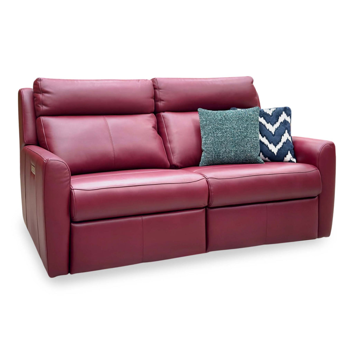 G Plan ‘Wren’ P214 Capri Claret Red Leather 2 Cushion 3 Seater Power Recliner Sofa with Power Headrests and Power Lumbar