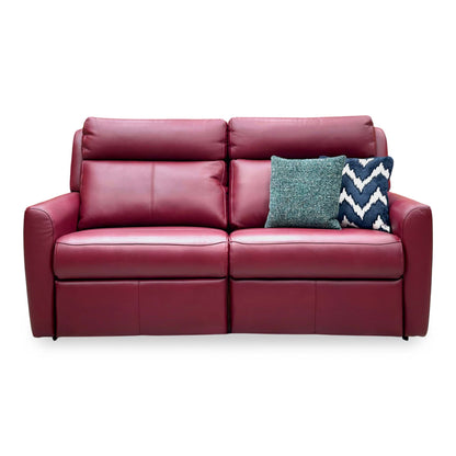 G Plan ‘Wren’ P214 Capri Claret Red Leather 2 Cushion 3 Seater Power Recliner Sofa with Power Headrests and Power Lumbar