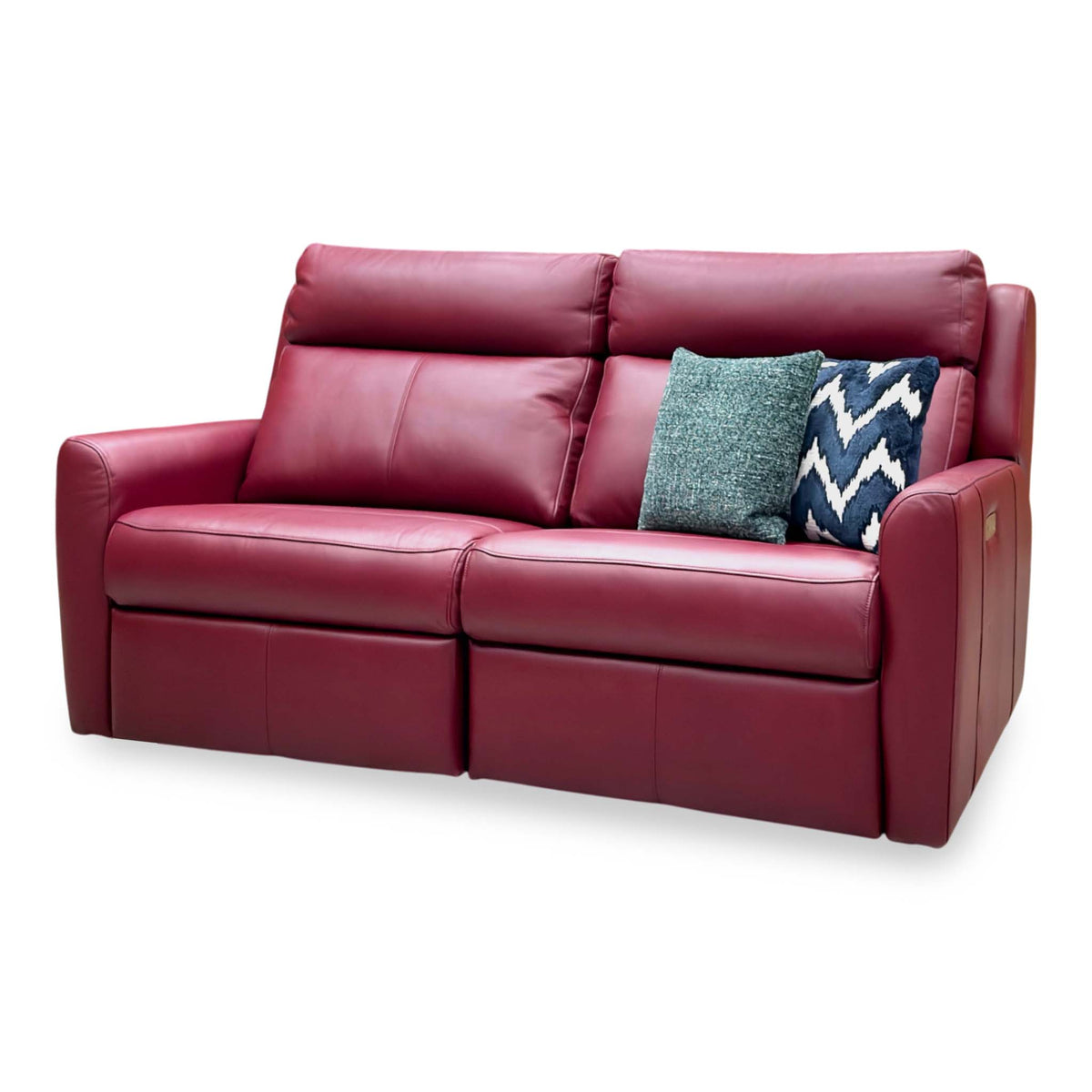G Plan ‘Wren’ P214 Capri Claret Red Leather 2 Cushion 3 Seater Power Recliner Sofa with Power Headrests and Power Lumbar