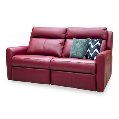 G Plan ‘Wren’ P214 Capri Claret Red Leather 2 Cushion 3 Seater Power Recliner Sofa with Power Headrests and Power Lumbar