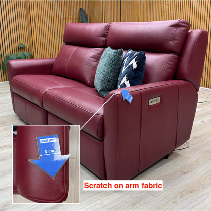 G Plan ‘Wren’ P214 Capri Claret Red Leather 2 Cushion 3 Seater Power Recliner Sofa with Power Headrests and Power Lumbar
