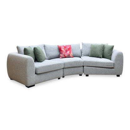 'Spencer' Light Grey Fabric Curved 4 Seater Sofa