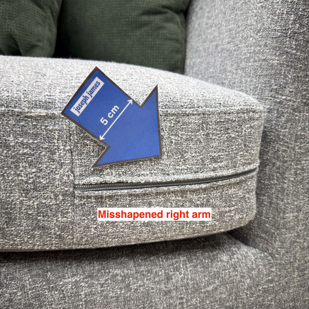 'Spencer' Light Grey Fabric Curved 4 Seater Sofa