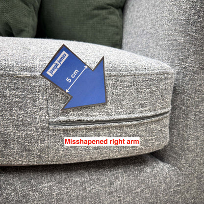'Spencer' Light Grey Fabric Curved 4 Seater Sofa