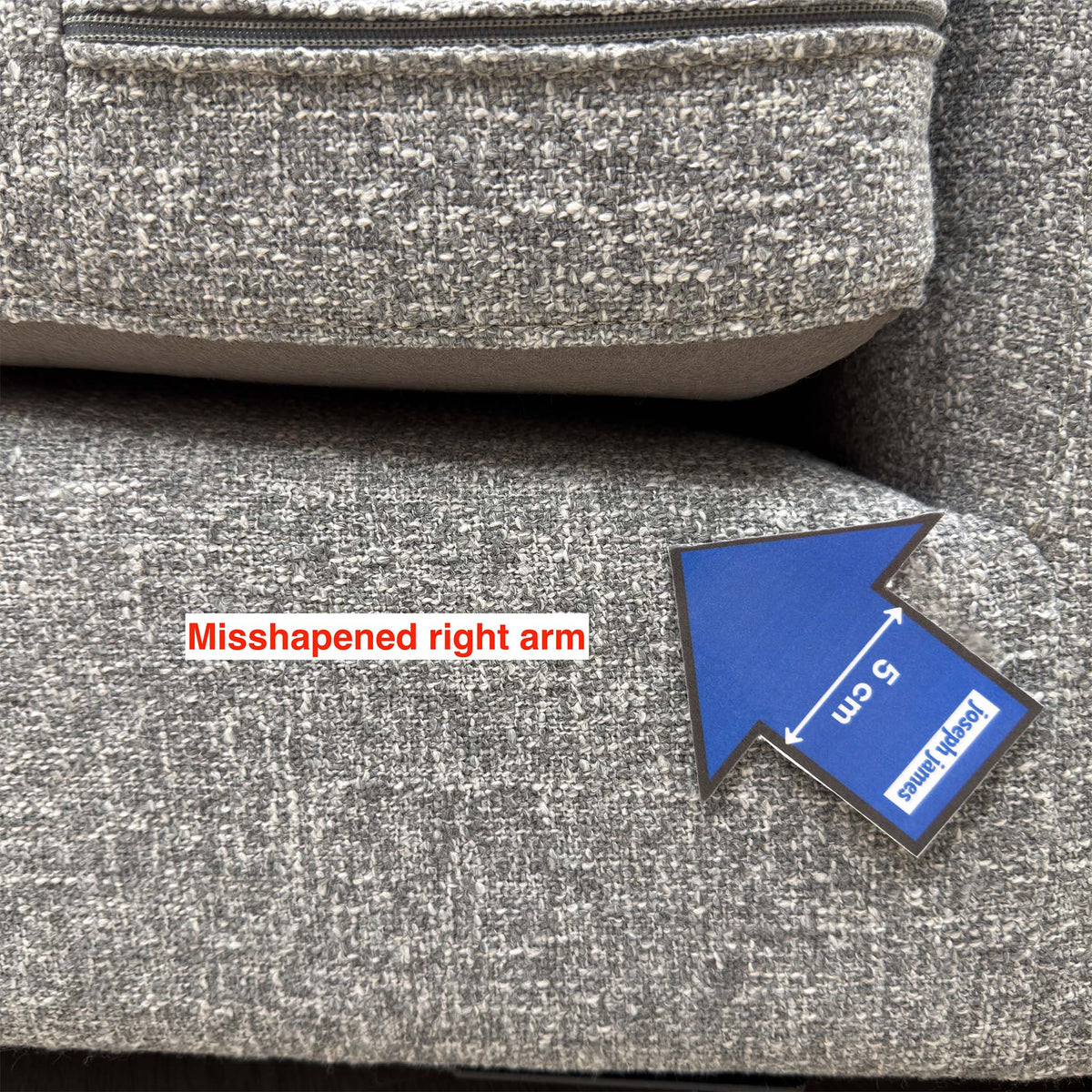 'Spencer' Light Grey Fabric Curved 4 Seater Sofa