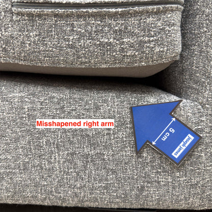 'Spencer' Light Grey Fabric Curved 4 Seater Sofa