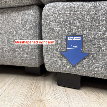'Spencer' Light Grey Fabric Curved 4 Seater Sofa