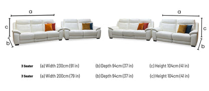 ‘Starlight Express’ White Leather 3 + 3 Seater Power Recliner Sofa Set
