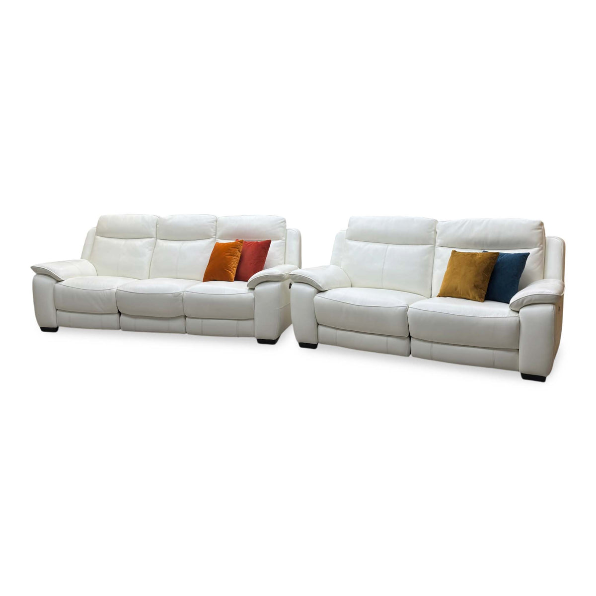 ‘Starlight Express’ White Leather 3 + 3 Seater Power Recliner Sofa Set