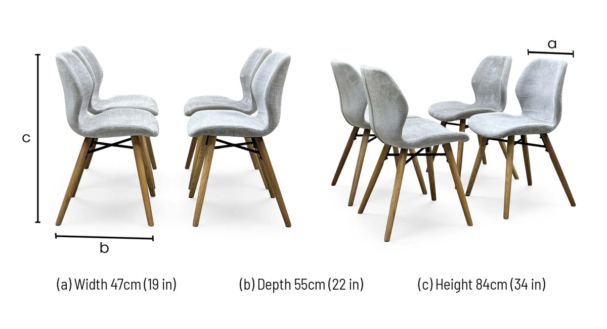‘Stockholm’ Light Grey Upholstered Set of 4 Dining Chairs