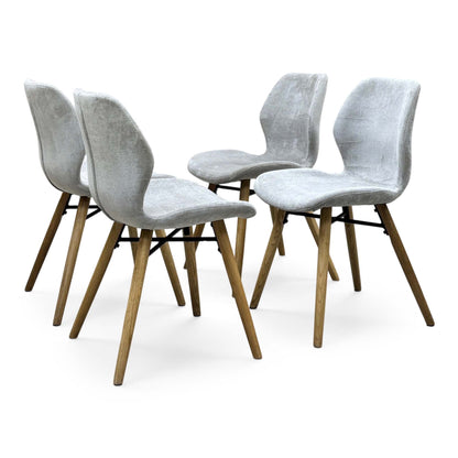 ‘Stockholm’ Light Grey Upholstered Set of 4 Dining Chairs