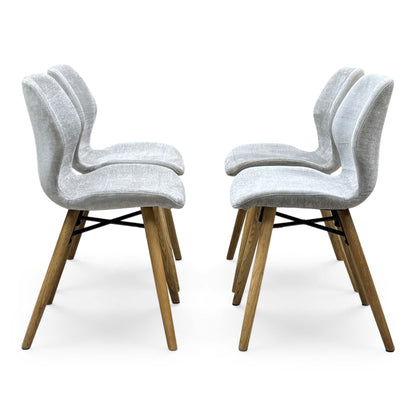 ‘Stockholm’ Light Grey Upholstered Set of 4 Dining Chairs