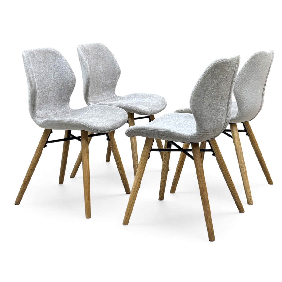 ‘Stockholm’ Light Grey Upholstered Set of 4 Dining Chairs