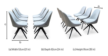 Jose stone grey faux leather swivel dining chair dimensions: width 53cm, depth 62cm, height 91cm
