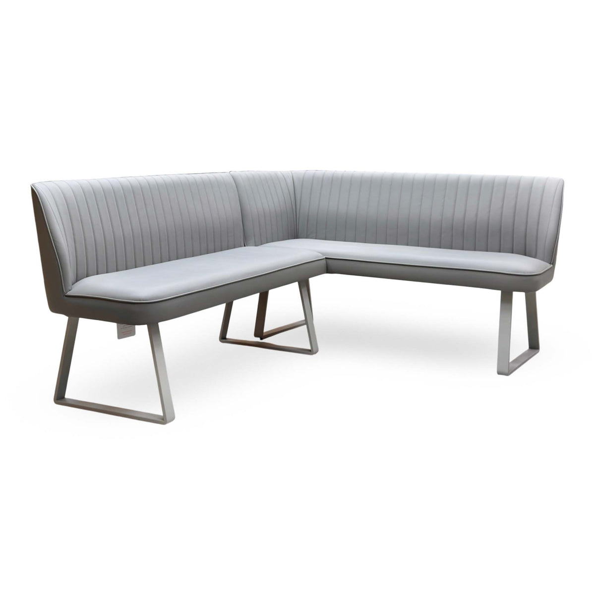 ‘Fumo’ Light Grey Faux Leather Right Hand Facing Corner Dining Bench