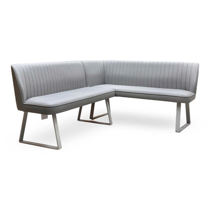 ‘Fumo’ Light Grey Faux Leather Right Hand Facing Corner Dining Bench