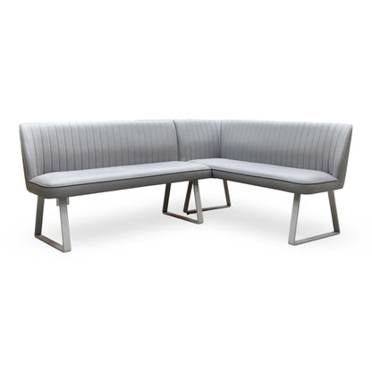 ‘Fumo’ Light Grey Faux Leather Right Hand Facing Corner Dining Bench