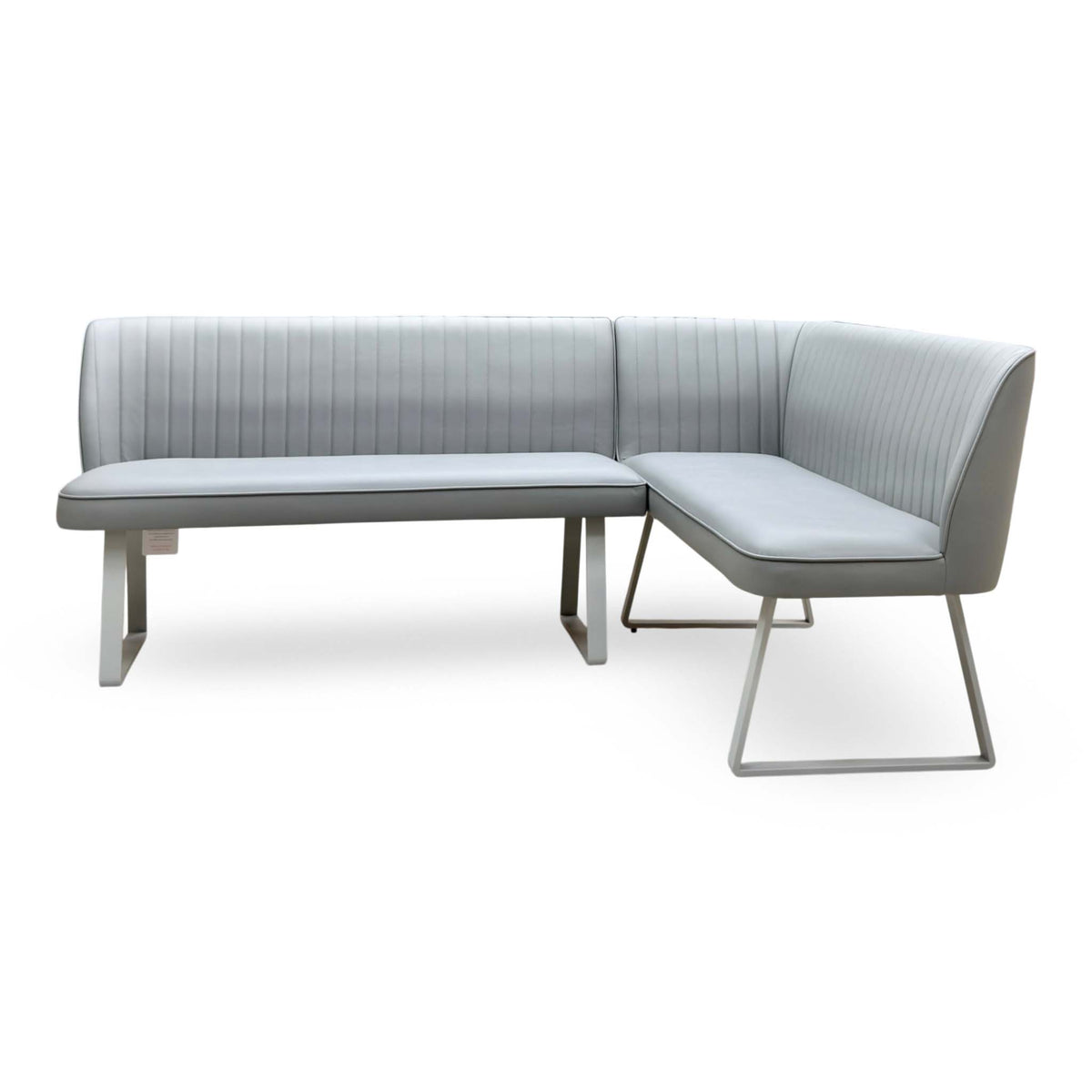‘Fumo’ Light Grey Faux Leather Right Hand Facing Corner Dining Bench