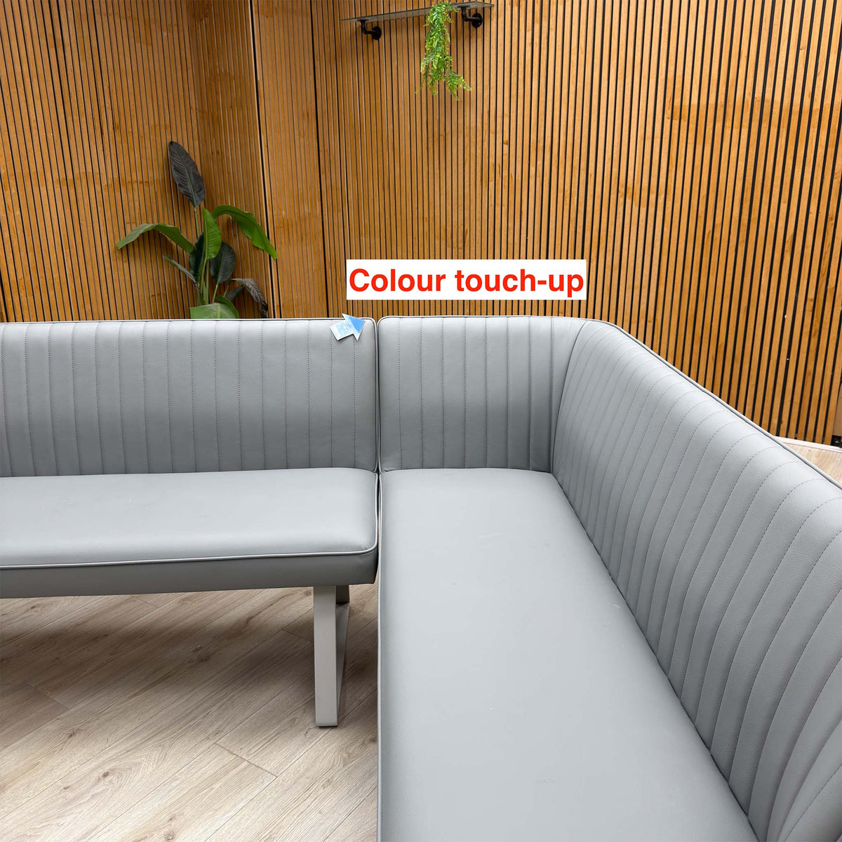 ‘Fumo’ Light Grey Faux Leather Right Hand Facing Corner Dining Bench