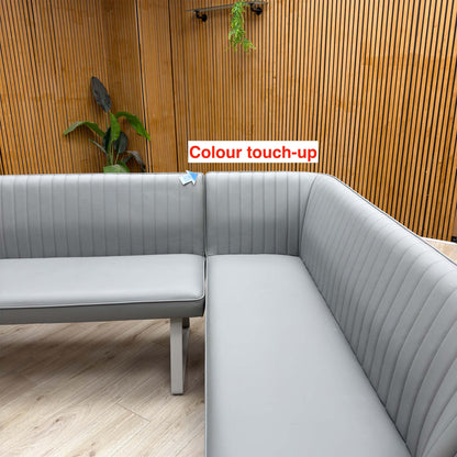 ‘Fumo’ Light Grey Faux Leather Right Hand Facing Corner Dining Bench