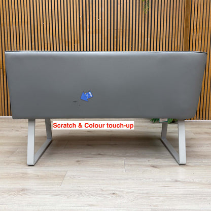 ‘Fumo’ Light Grey Faux Leather Right Hand Facing Corner Dining Bench