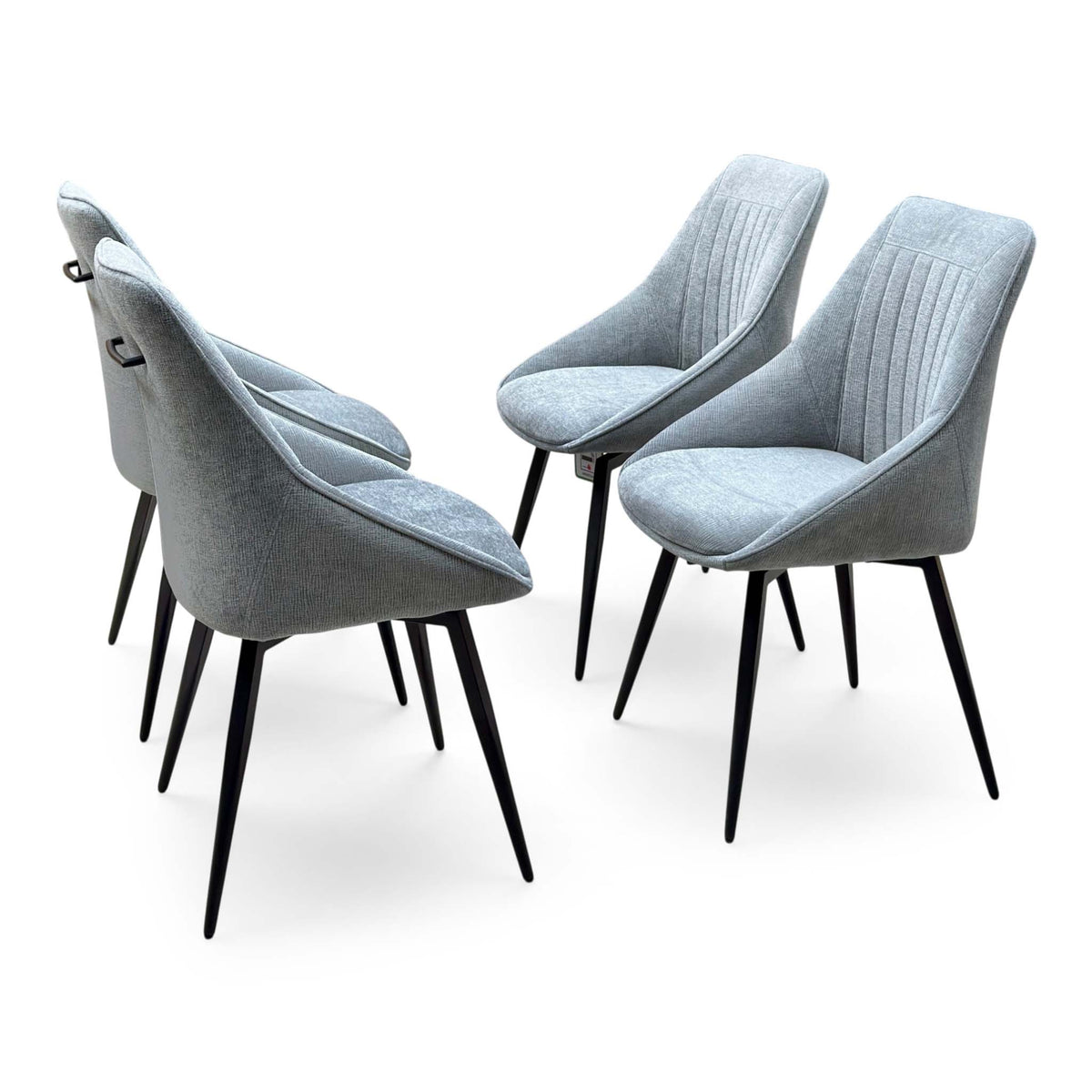 'Crete' Grey Fabric Swivel Dining Chairs - Set of 4