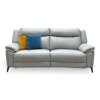 'Panache' Light Grey Cat-40:27 Leather 3 Seater Power Recliner Sofa