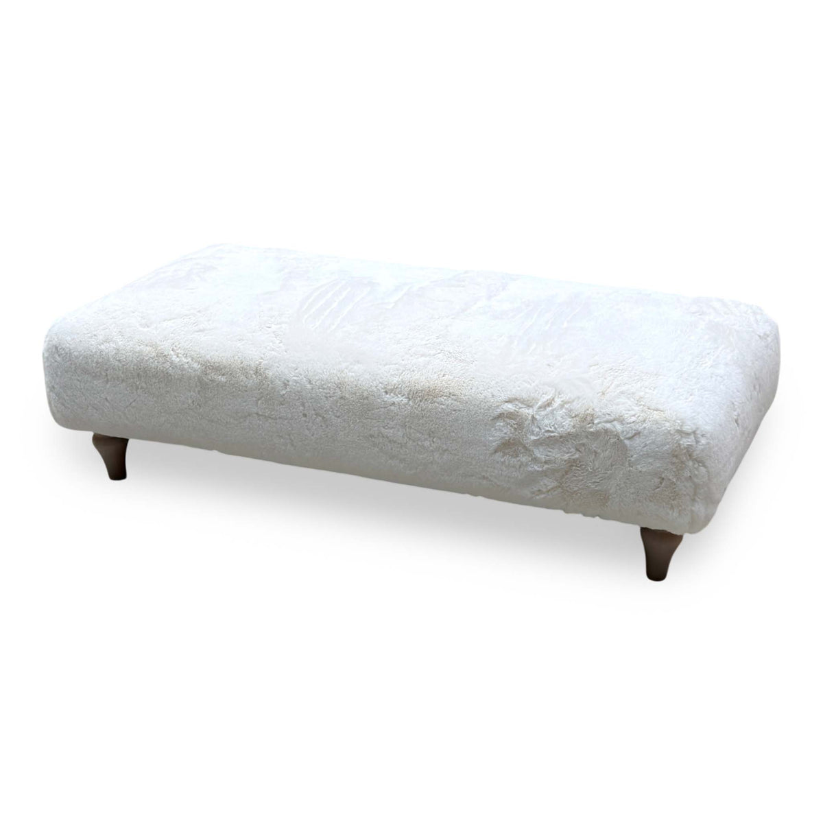 Ideal Home ‘Cotswold’ Ivory White Faux Fur Bench Footstool