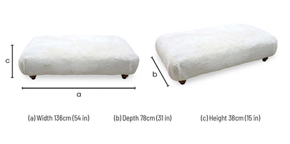 Blenheim Darwin ivory faux fur large footstool dimensions: width 136cm, depth 78cm, height 38cm