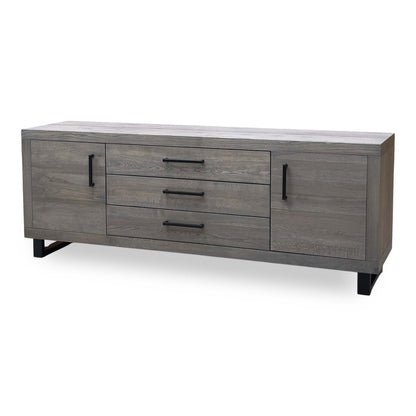 Bodahl 'Terra' 8 Vintage Grey Solid Oak Large 2 Door 3 Drawer Sideboard