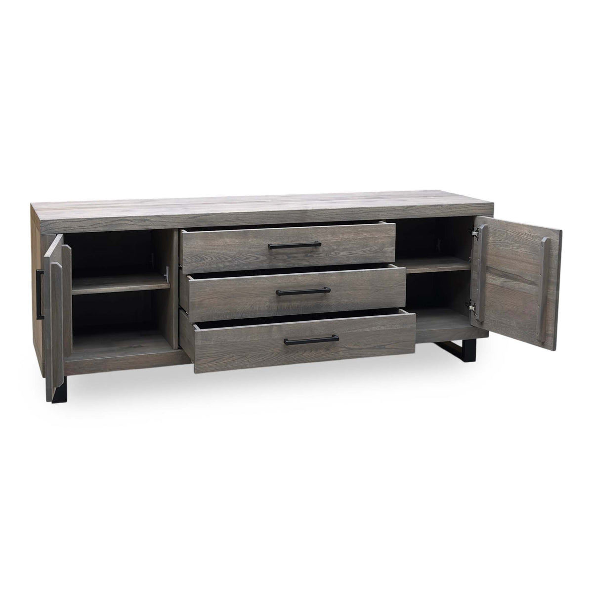 Bodahl 'Terra' 8 Vintage Grey Solid Oak Large 2 Door 3 Drawer Sideboard