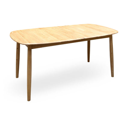 'Stockholm' Light Oak Solid Oak 160cm Extending Dining Table with Light Grey Set of 4 Dining Chairs
