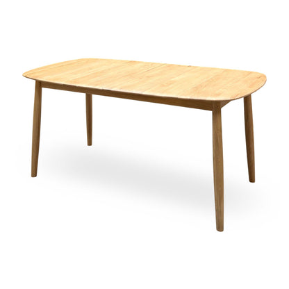 'Stockholm' Light Oak Solid Oak 160cm Extending Dining Table with Light Grey Set of 4 Dining Chairs